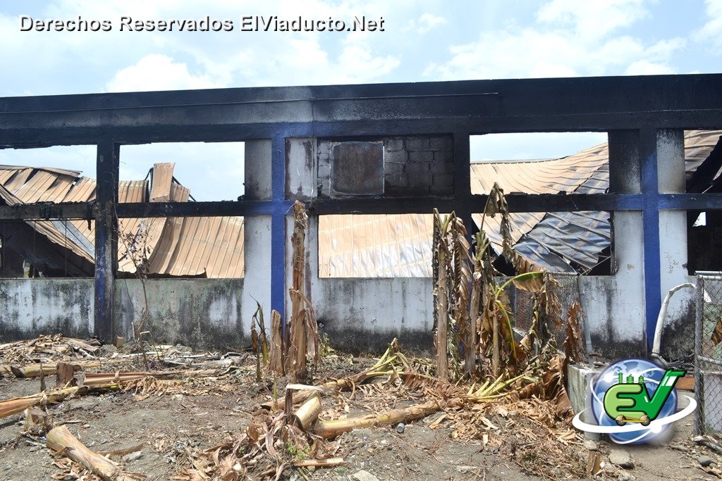 Investigan causas del incendio que destruyo uno de los depositos de empresa Caribbean Plastic Shoes en Zona Franca de Moca